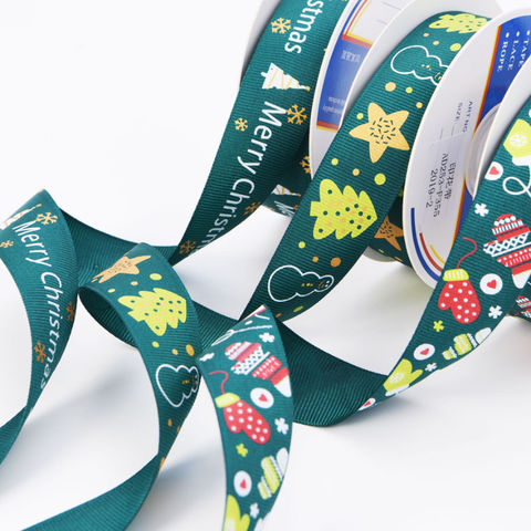 Printed Ribbon 100% Polyester Grosgrain Ribbon Christmas Ribbon for Gift Decor Wholesale Custom 