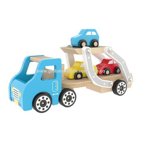 Details about   Classic Wood Car Transporter Vehicle Toys Double Decker Trailer for Kids 3+ 