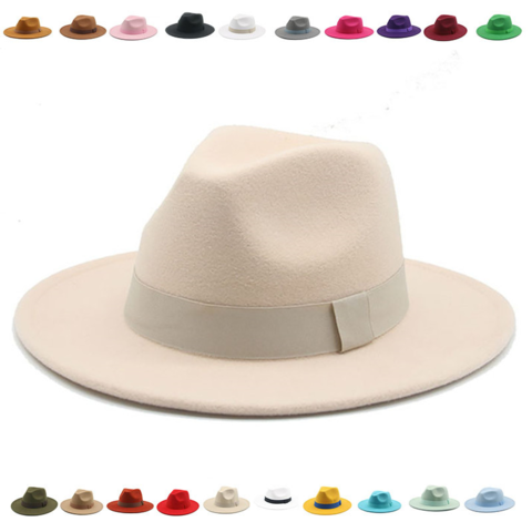 Fedoras Hats for Men Women British Style Church Hats, Wide Brim
