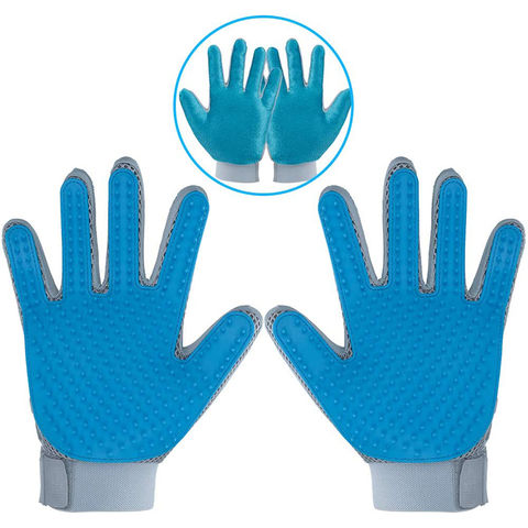 Pet Grooming Glove A Pair of Soft Rubber Bristles Massage Silicone Bath Brush Hair Remover Glove 
