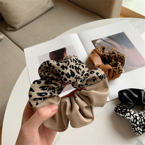 Leopard Print Plush Fur Scrunchies Scrunchy Hair Tie Rope Elastic Hair Bands