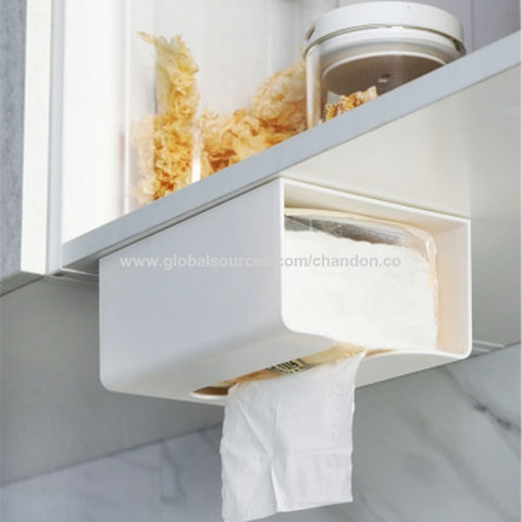 Wall-mounted Napkin Household Tissue Paper Box Kitchen Toilet Perforated Storage 
