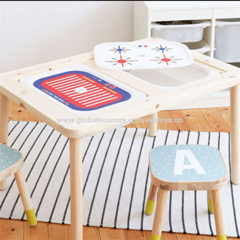 Table à sable et à eau en bois blanc avec motif de dessin animé personnalisable pour enfants W08G333 - Idéale pour les jardins d'enfants et la maison for sale at factory direct price