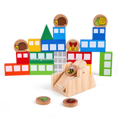 Early Education Wooden Blocks Toy, Wooden City Blocks Set