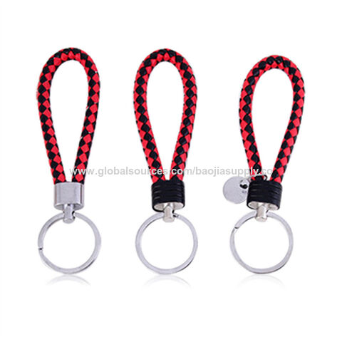 Llavero de cuero para coche, llavero creativo tejido de cuero PU, colgante para parejas for sale at factory direct price