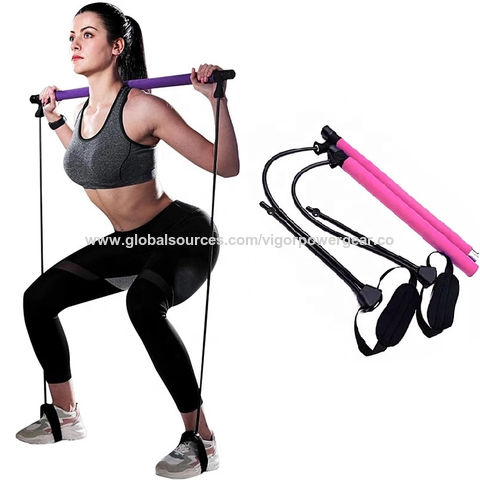 Portable Pilates Bar Kit Exercise Stick Resistance Band Toning Gym Tube 