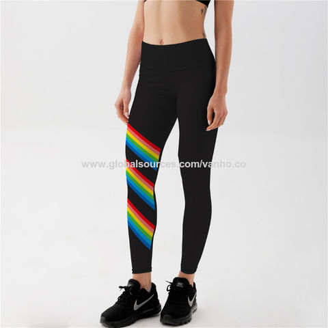 Buy Wholesale China Leggings Plus Size Sexy Women's Black Rainbow Stripes  High Waist Digital Print Leggings Fitness & Leggings De Yoga Sin Costuras  at USD 7.39
