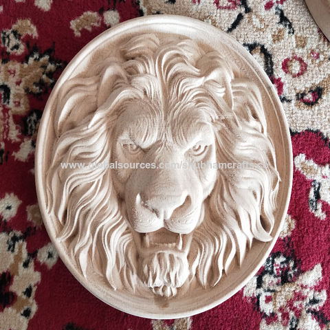Wooden carved decor with Lion Head