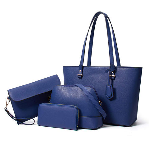 Women Purses and Handbags Tote Satchel Hobo and Wallet Set 6 PCS Gift Set Tote Blue