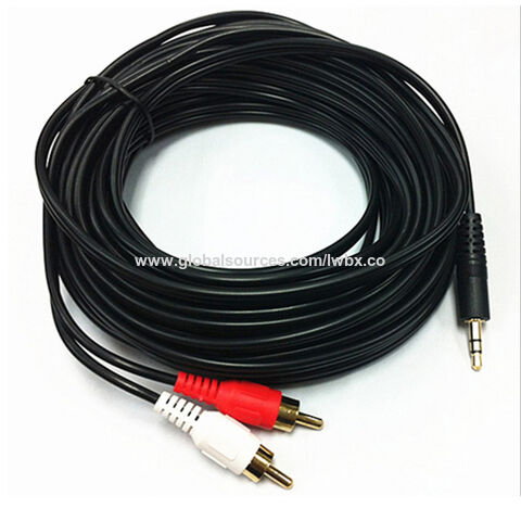 Cable adaptador de audio jack estéreo macho de 3.5 mm - 2 RCA hembra de  0.20 m en color negro - DJMania