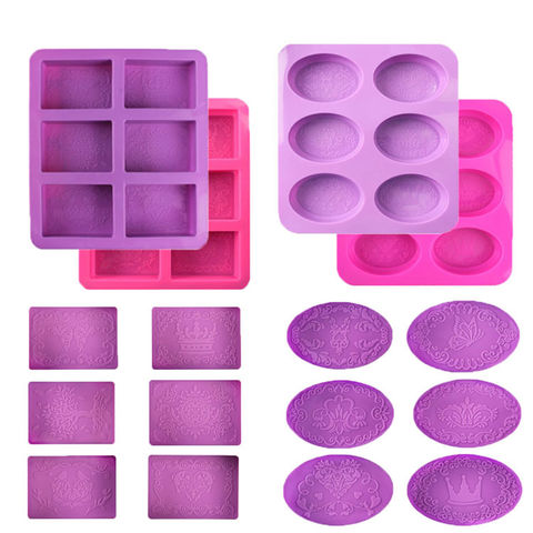 6 Grids DIY Soap Silicone Molds Creative Pattern Art Handmade