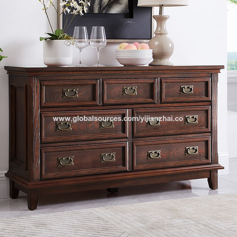 7 Drawers Chest For Bedroom Sets, Cherry Wood Color Dressers In Bedroom