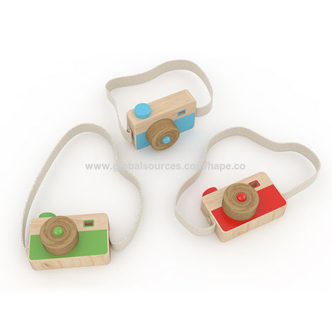 Unetox Kids Mini Wooden Camera Toys Fashion Neck Hanging Photographed Props with Rope Childrens Room Decorations White 