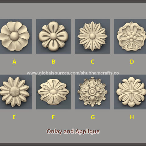 Round Wood Carving Rosette Applique, Wood Appliques For Furniture South Africa