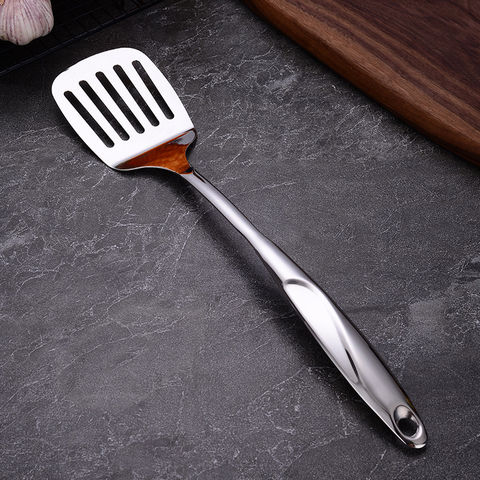 Newness 304 Stainless Steel Slotted Turner Spatula, Professional Food  Turner Flipper with Heat Resistant Wooden Handle, Kitchen Utensil Cooking  Pancake Turner f…