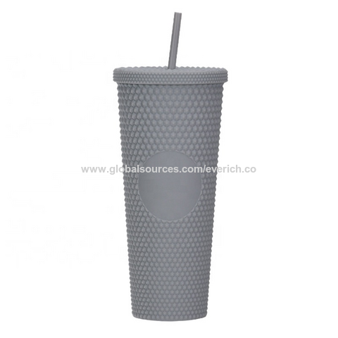 Buy Wholesale China Plastic Double Wall Tumbler Wholesale Matte Studded  Grid Collection Cup With Lid Straw & Tumblers at USD 1.89