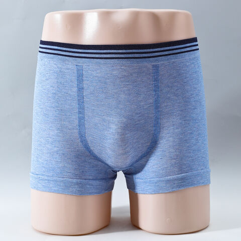 Boxer pour hommes en coton de couleur unie taille haute, sous-vêtements pour hommes sans couture, ceinture rayée for sale at factory direct price