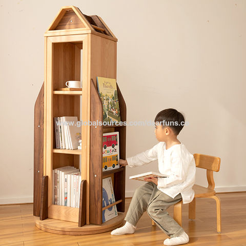 Estantería giratoria de madera maciza para niños libro de fotos de