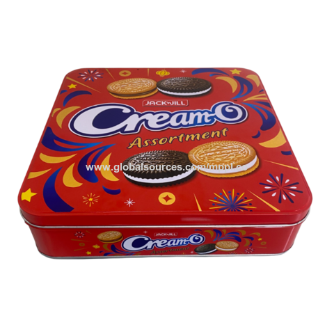 Custom Square Tin Container Metal Cookie Can Box