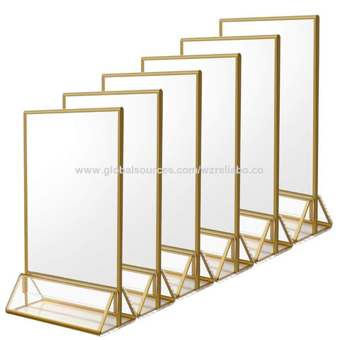 Buy Wholesale China Clear Acrylic Sign Holder With Gold Borders And  Vertical Stand, Double Sided Table Menu Holders & Clear Acrylic Sign Holder  at USD 0.5