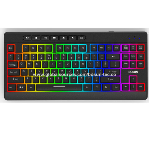 Teclado de membrana com 2 blocos de teclas multimédia, 7 teclas multimédia, teclado com retroiluminação RGB for sale at factory direct price