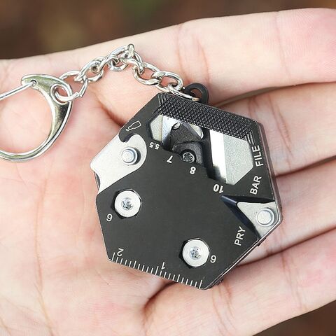 Portable Mini Metal Ruler 5cm Scale Key Pendant Keychain Measuring