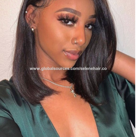 Buy Wholesale China Quality Wig Lace Front Wigs For Black Women Human Hair  Wigs Short Bob Wigs In Stock Straight Wig 14