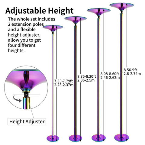 45mm Spinning & Static Removable Height Adjustable Dancing Pole Fitness  Studio