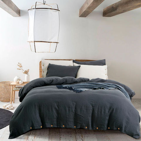 bulk wholesale 4pcs 100% french linen stone washed bed sheets duvet cover  set