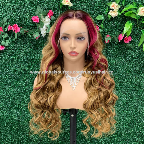 red and blonde lace front wig