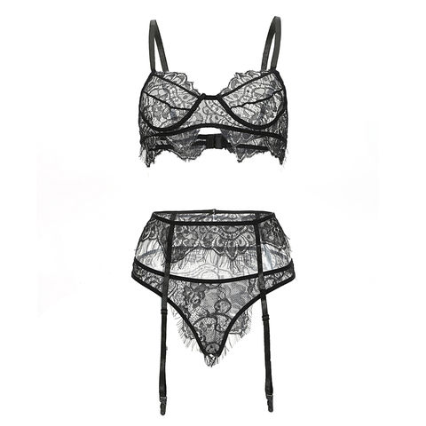 Black Sexy Girls Underwear Comfort Bra Panty Two Piece Set Sexy Lingerie -  China Underwear and Lingerie price
