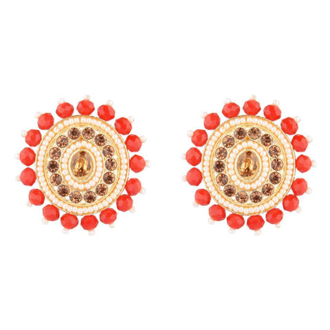 Off Park® Collection, Six-Pack Gold-Tone Multi-Color Circular Glass Crystal  Stud Earrings. - 1744FA