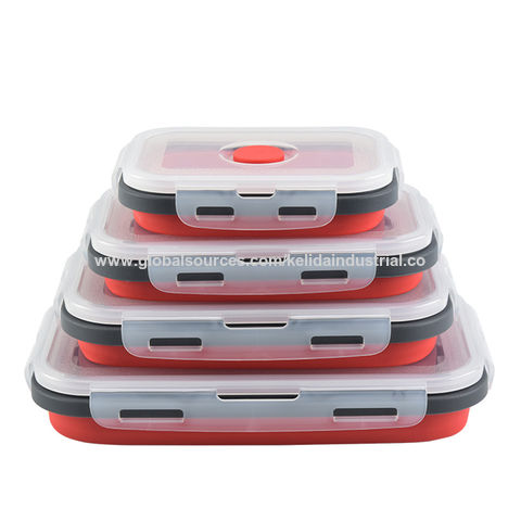 4Pcs Eco-friendly Silicone Travel Collapsible Lunch Boxes Folding Food New 4Pcs Eco-friendly Silicone Travel Collapsible Lunch Boxes Folding Food New