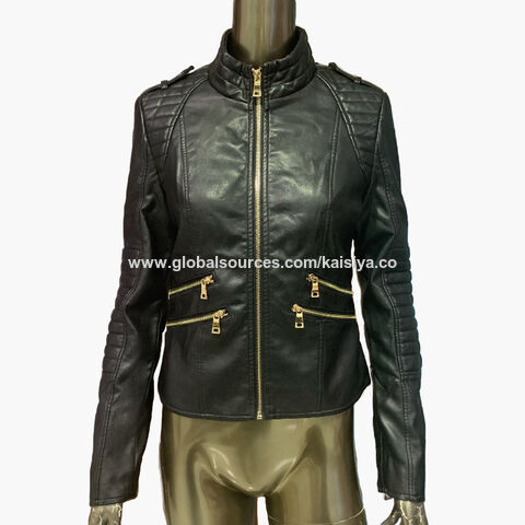 White Mark Women's Plus Size PU Faux Leather Jacket