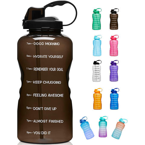 64oz Glass Water Bottle with Straw and Handle Lid, Half Gallon Motivational  Glass Bottle with Silicone Sleeve and Time Marker, Large Reusable Sports  Water Jug for Gym, Home, Workout, Brown 