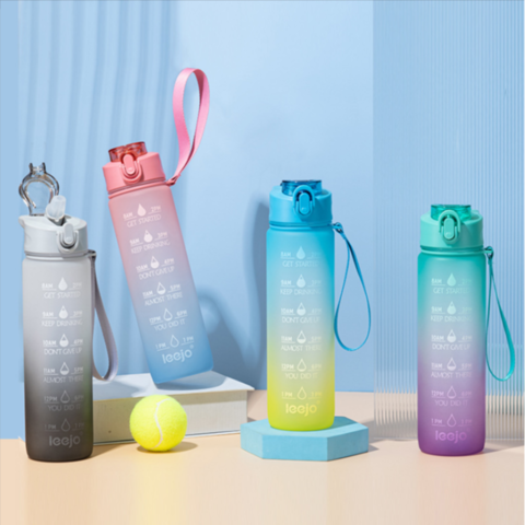 Buy Wholesale China 1000l Sport Water Bottle With Straw & Time Maker ...