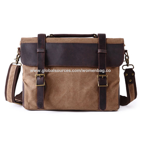 Messenger Bag for Men,Vintage Canvas Leather Canvas Laptop Satchel Shoulder Bag Business Briefcase 