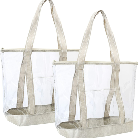 NEW Large Tote Bag Purse Picnic Clear Transparent Bag Travel 7 pounds  capacity