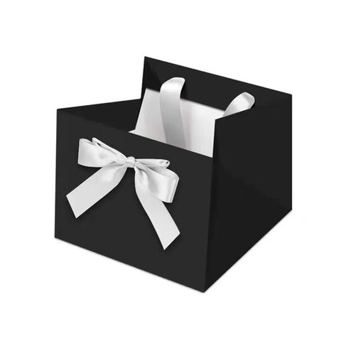 Pochette cadeau kraft, blanche, noire à ruban