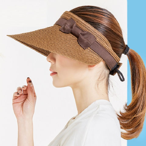 JXLBB Primary Color Khaki Straw Hat Female Summer Korean Version of The Bow Big Hat Seaside Holiday Sun Hat Sunscreen Beach Hat