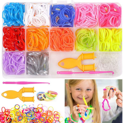 Colorful Rubber Loom Bands Elastic DIY Set Box Girls Gift Weaving