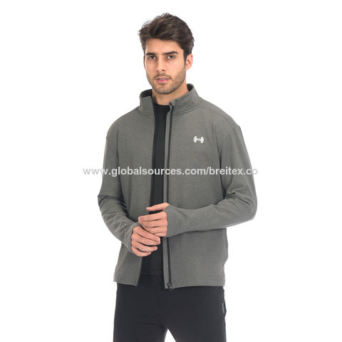 Lotes de Ropa, Proveedor de Camisetas Deportivas de Manga Larga con Cremallera para Hombre, Color Negro/Gris for sale at factory direct price