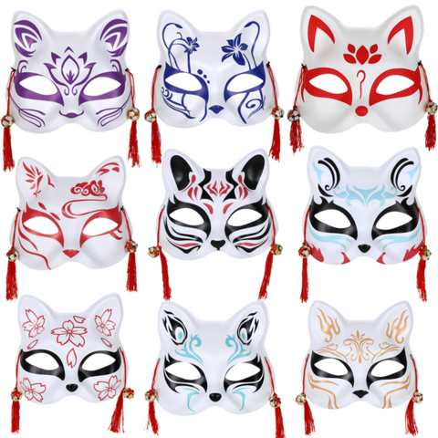 Fox Cosplay Mask Half Face Cat Mask For Christmas Party Costume Japanese  Kitsune Mask Kabuki Masquerade Cat Mask