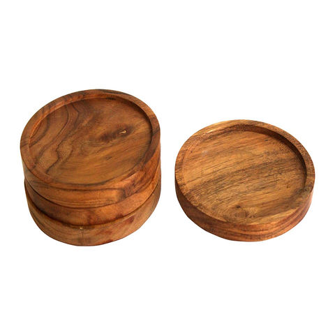 Wooden Coasters for Drinks - Natural Paulownia Wood Drink Coaster Set
