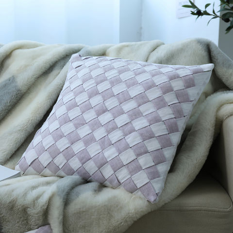 Linen Square Throw Flax Soft Pillow Case Decorative Cushion Pillow Cover Beige L 