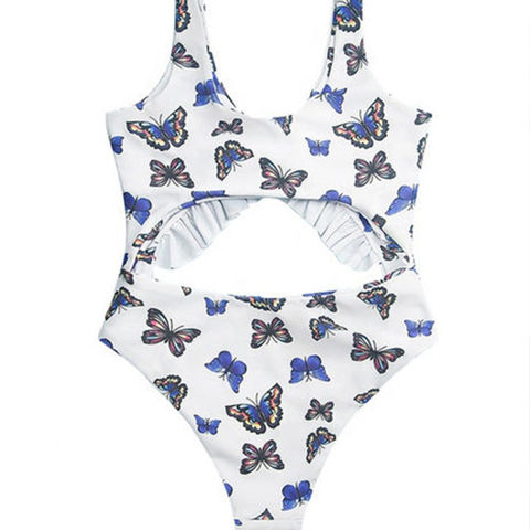 Strapless One Piece Butterfly Print Bodysuit Jumpsuit - China