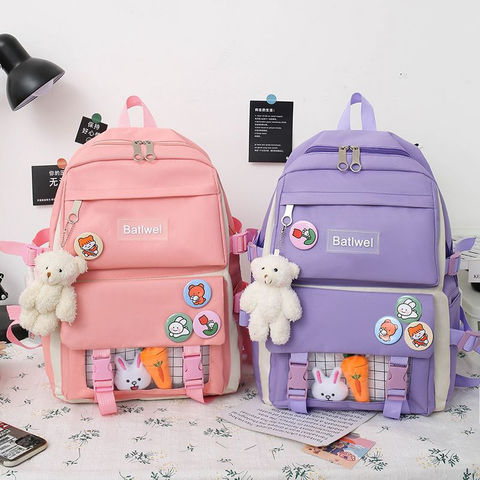 Rexine Plain Girls Pink School Bag