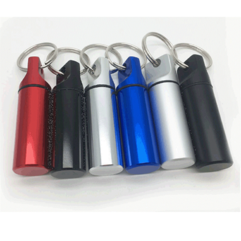 Keychain Pill Case Portable Pill Box Drug Box Compact Keyring Waterproof Aluminum Pill Box Medicine for sale at factory direct price