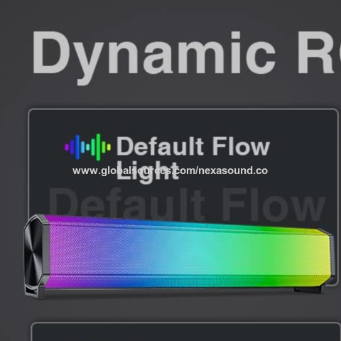 Computer Speakers RGB Stereo PC Sound Bar with Dynamic LED Lights ...