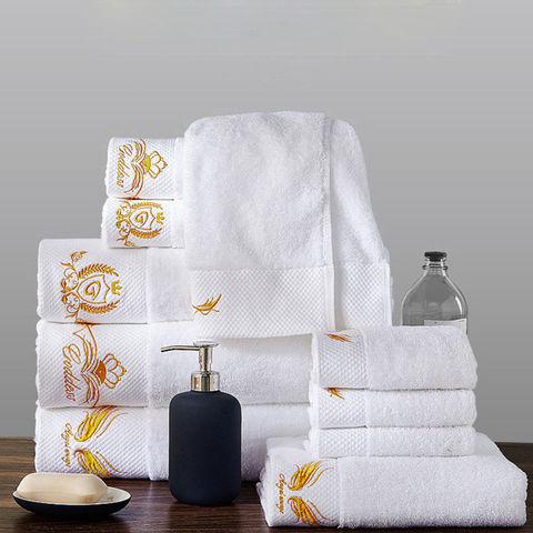 Embroidered Crown White bath towel 5stars Hotel Towels 100
